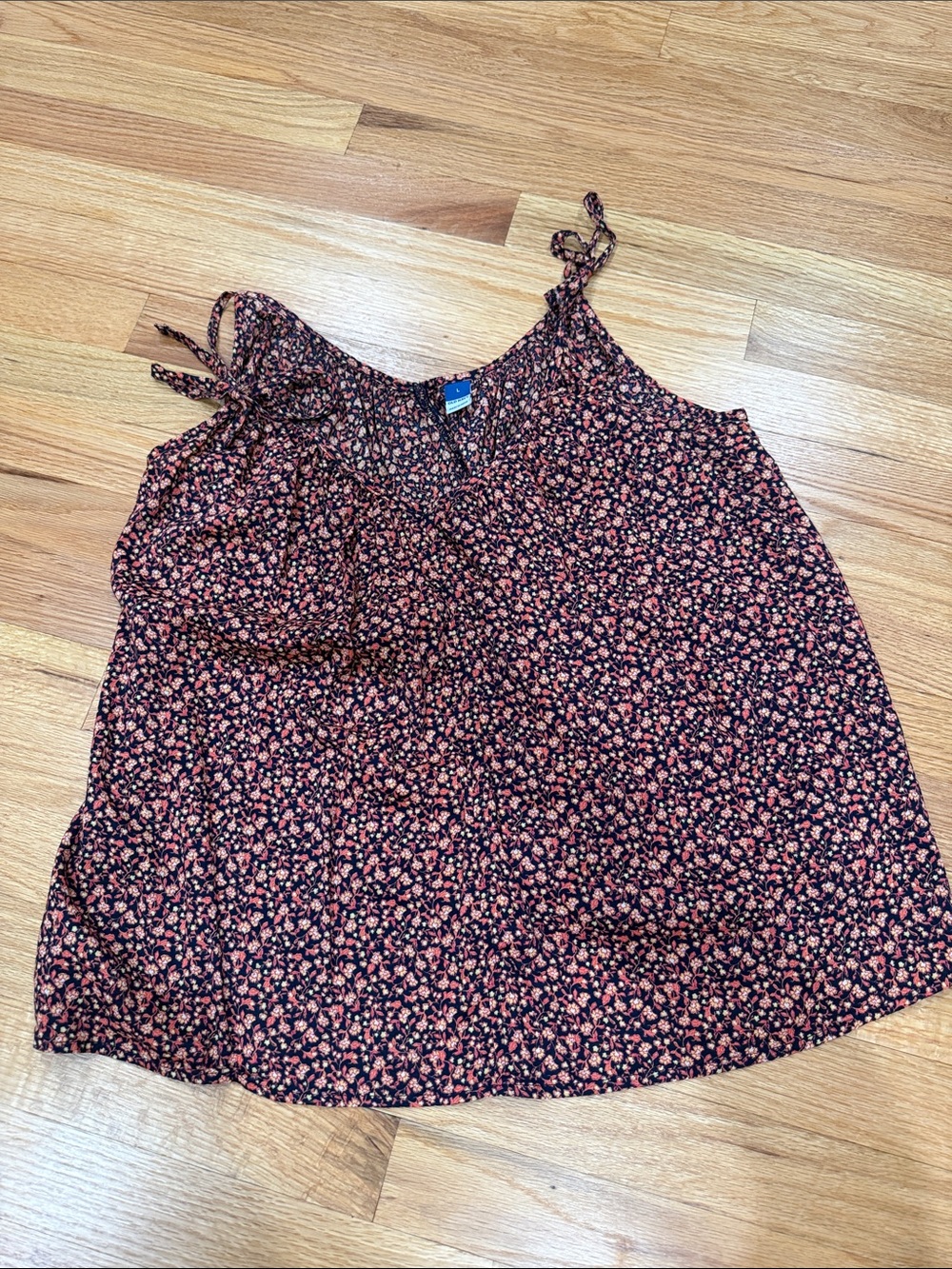 Floral Tie-Shoulder Cami Tank Top -